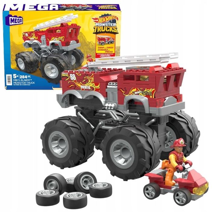 Hot Wheels Klocki Mega Bloks Monster Truck Strażacki 5-alarm + Łazik A