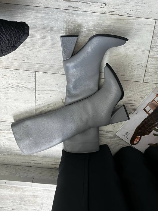 ПРЕМІАЛЬНІ Сапоги шкіряні жіночі Зимние ботинки женские Модные чоботы