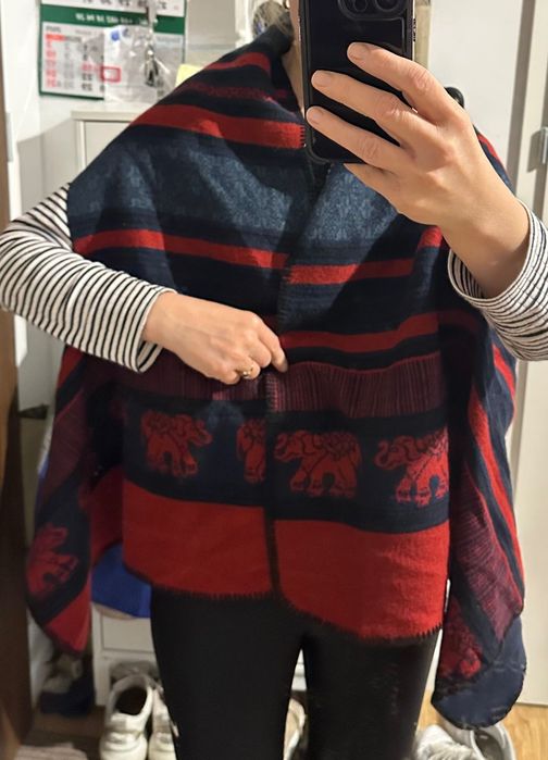 poncho szal z wełny