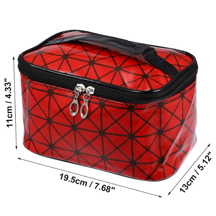 Kosmetyczka podróżna z lustrem duża czerwona organizer do makijażu