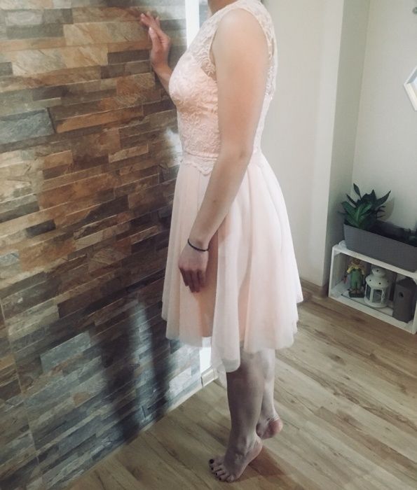 Sukienka pudrowy róż wesele poprawiny sylwester