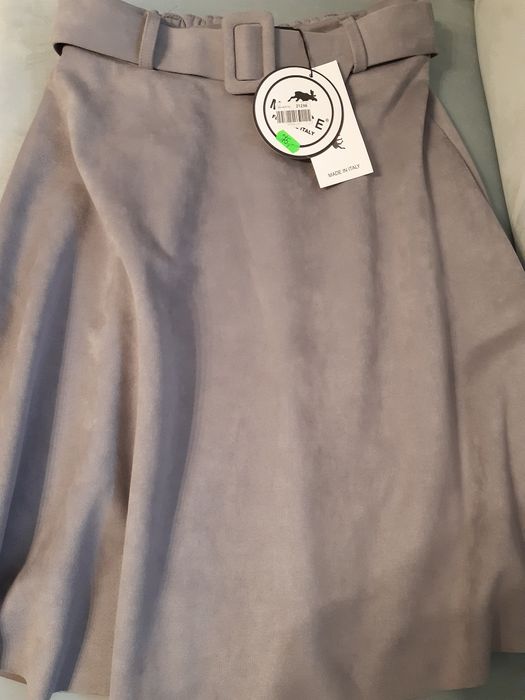 Włoska, szara welurowa  spodnica