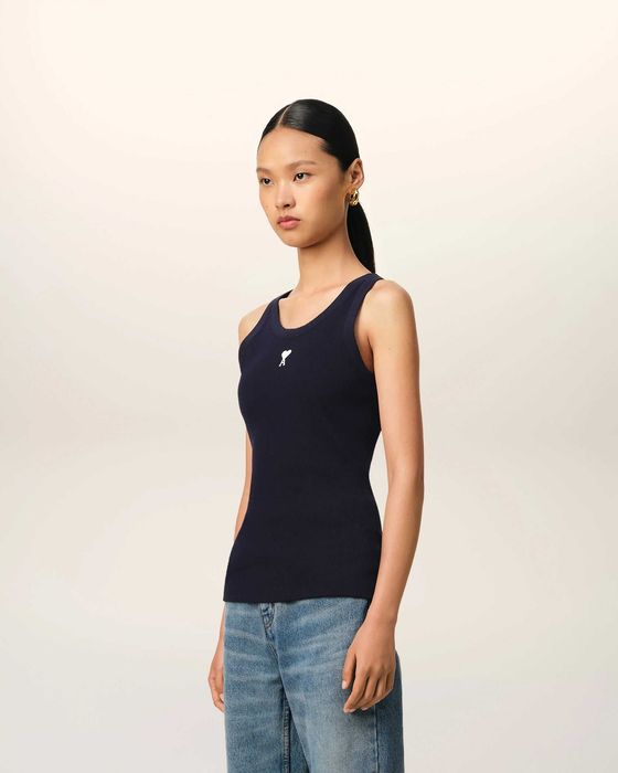 Майка AMI Paris Ami de Coeur Rib Tanktop Night Blue