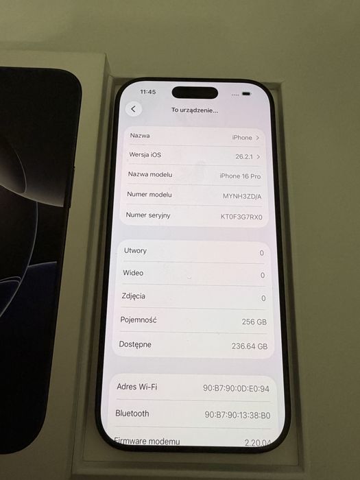 iPhone 16 Pro 256gb Titanium Black Idealny