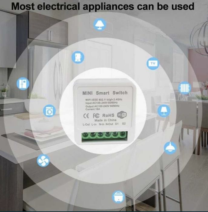 Módulo Smart Switch Wi-Fi | Compatível com Alexa & Google Assistant