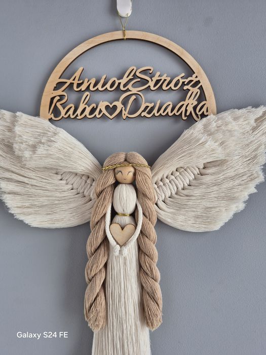 Aniol stroz Babci I Dziadka makrama prezent