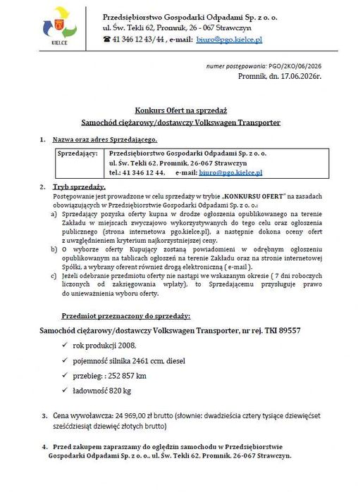 Samochód ciężarowy/dostawczy Volkswagen Transporter