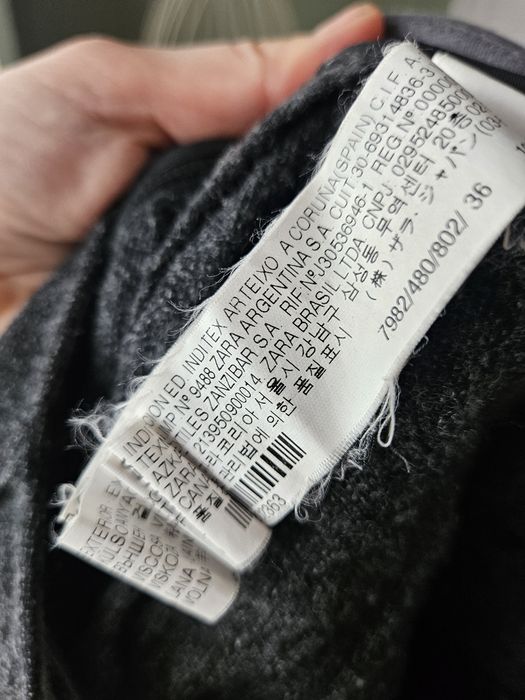 Eleganckie Melanż ZARA Wełniane Spodnie damskie Cygaretki S/36 Wysoki