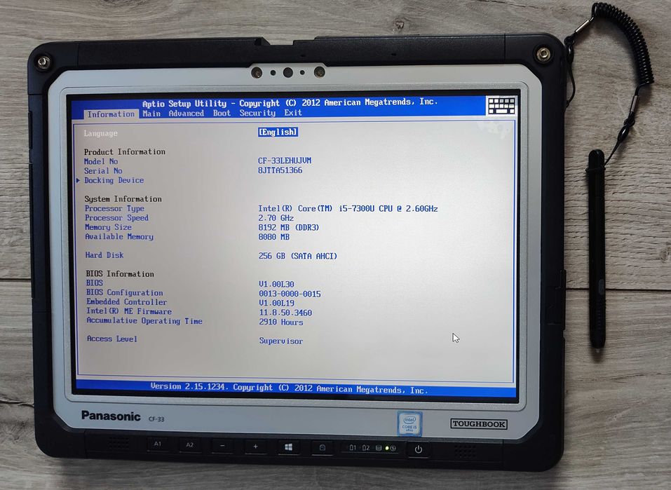 Panasonic CF-33 MK1 12" 2K IPS Touch i5-7300u/8 GB/SSD 256Gb/LTE(4G)/GPS/4h