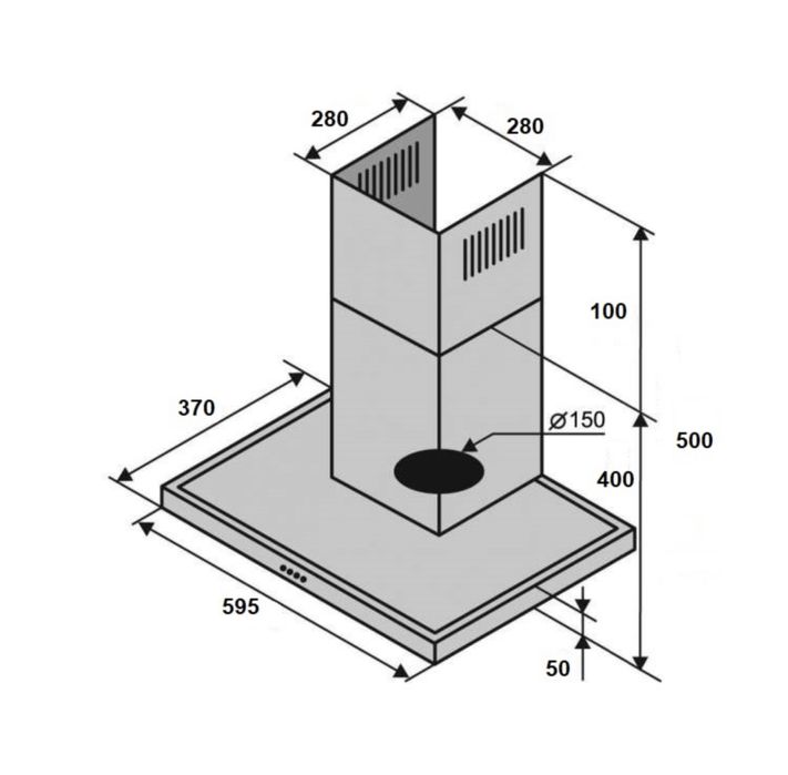 HE6104 Кухонна витяжка вбудована чорна Вытяжка встроенная черная