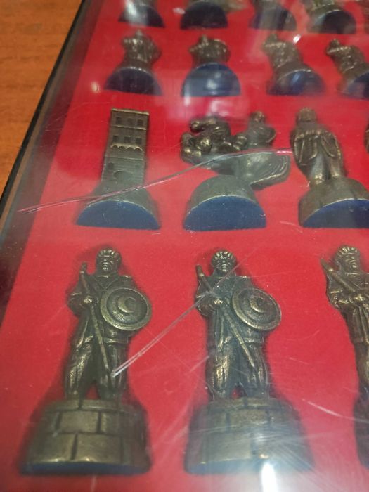 jogo xadrez  mediaval em metal