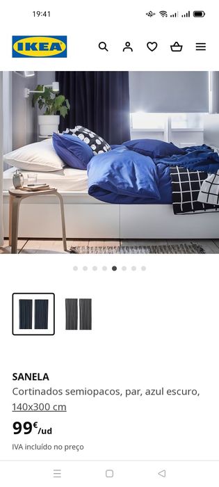 Cortinados SANELA azul escuro, IKEA. NOVOS