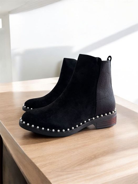 38 Sklep Nowe Botki damskie z perełkami wsuwane sztyblety