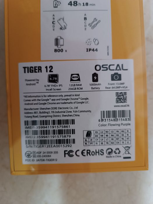 Smartfon Oscal Tiger 12  (12/256)