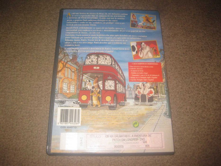 DVD "Os 101 Dálmatas II: A Aventura de Patch em Londres" da Walt Disney