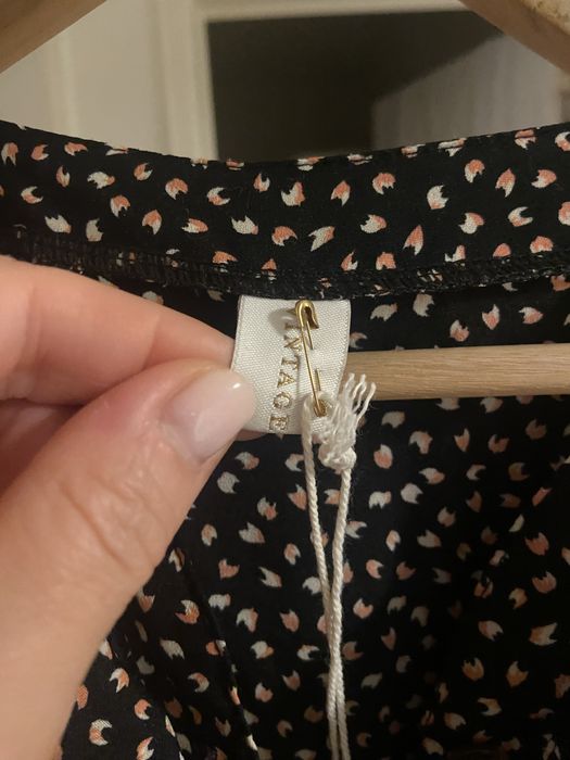 Vestido comprido preto, branco e rosa - Vintage Bazaar