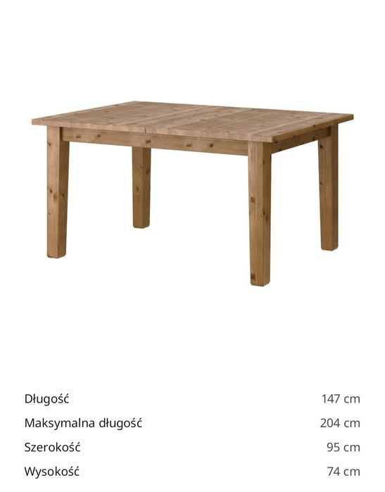 Stół drewniany sosnowy Ikea Stornäs plus 5 krzeseł Ingolf