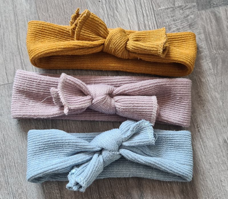 Opaski dzianinowe musztardowa brudny róż liliowy błękitna