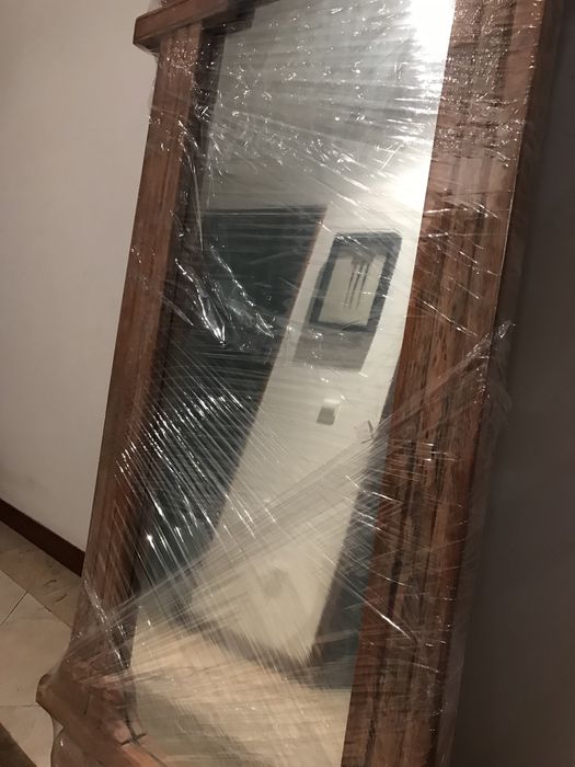 Espelho de antiquario (madeira maciça / natural esculpida)