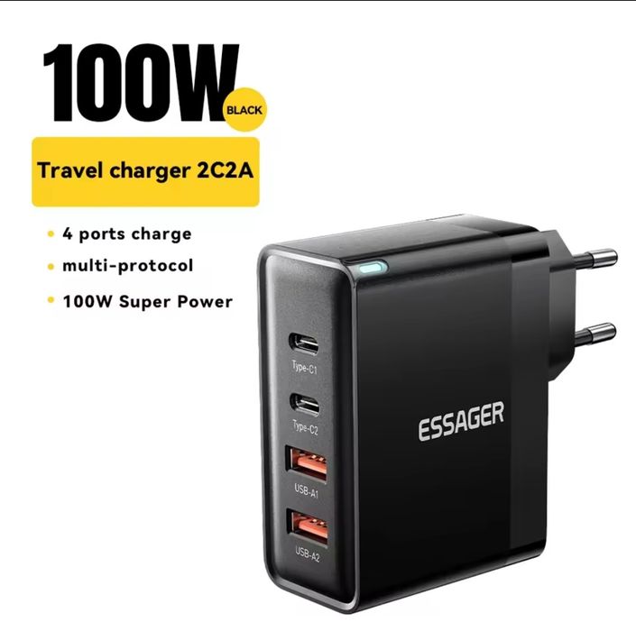 Блочок Швидкої зарядки ESSAGER 100W.