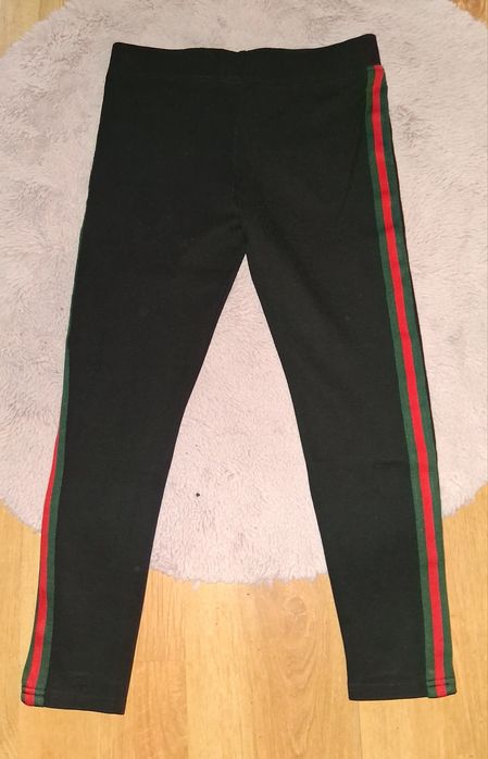 Legginsy czarne z lampasami 36-38 spodnie ,casual
