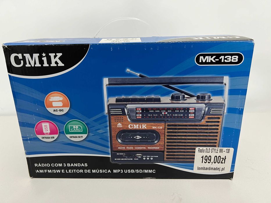 Radio Przenośne Retro USB SD Kaseta MK-138 * NOWE * GW24