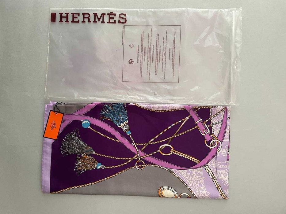 Хустка фіолетова Весняна Silk Hermes 90см