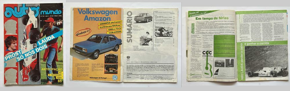 Coleção de revistas Auto Mundo de 1980, 1981, 1982, 1984