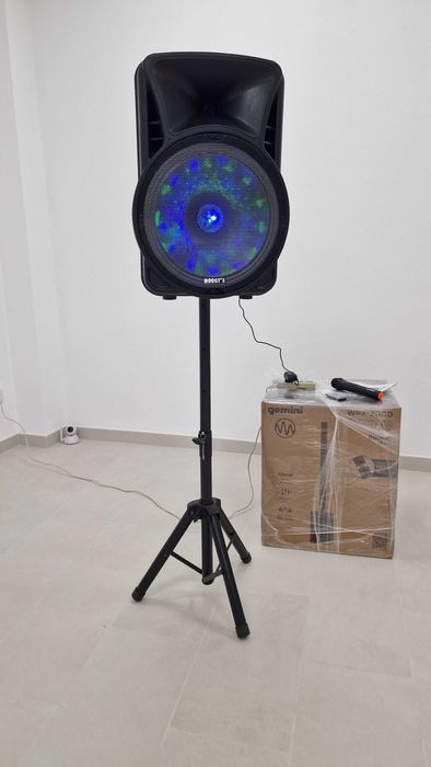 Coluna Amplificada 15" 700W USB/BT/SD Tripé + Micro sem fio