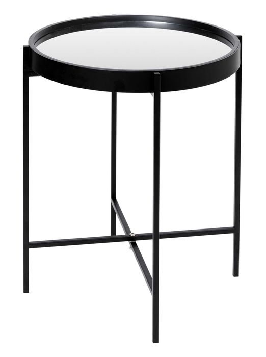 Stolik metalowy loftowy SANTIAGO czarny z lustrem