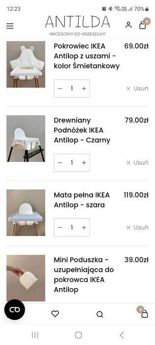Krzesełko do karmienia Antilop + akcesoria Antilda