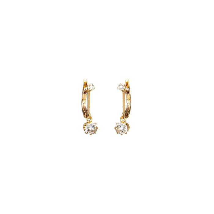 Joias - Par de brincos em ouro 19.2K com diamantes - Século XIX