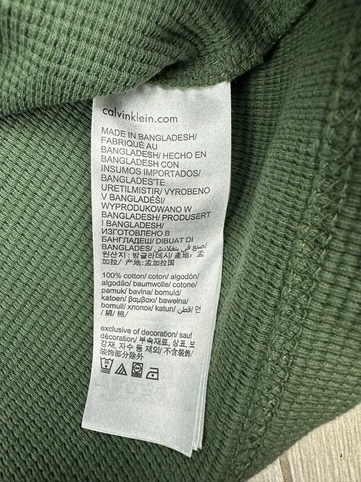 Calvin Klein Jeans – męska bluza waflowa khaki zielona – rozmiar L
