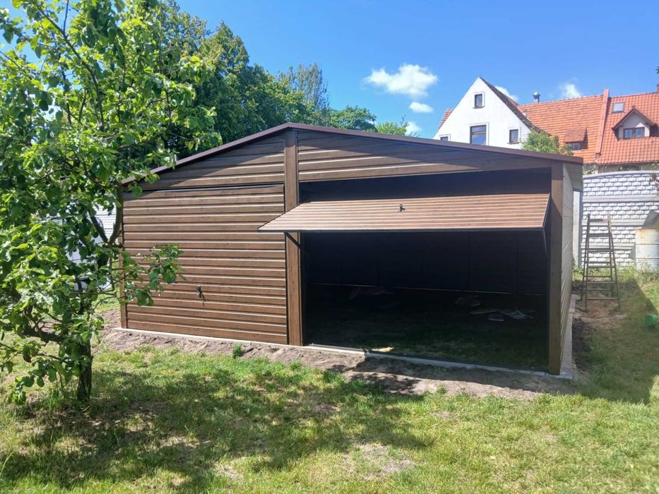 Nowoczesny garaż blaszany 6x5,6x6,4x6, drewnopodobny, profil zamkniety