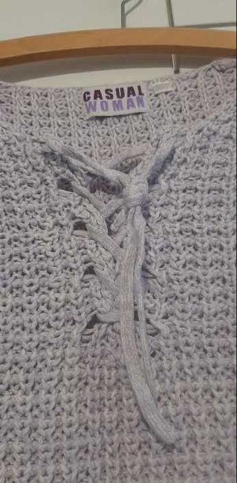 Sweter damski bluzka z wiązaniem jasny fiolet 38/40 M/L