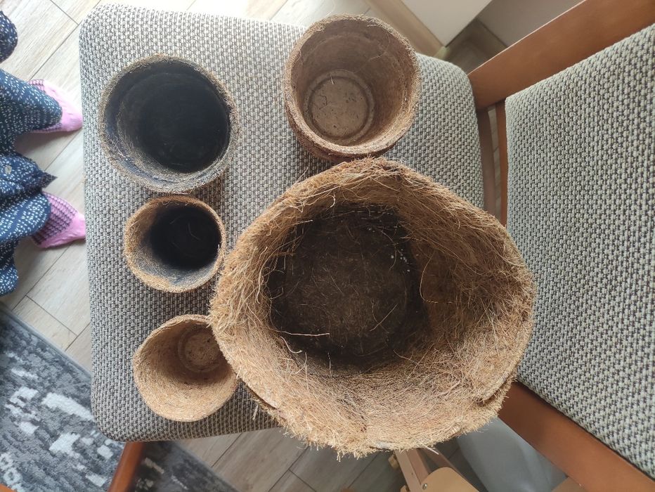 Doniczki włókno kokosa eko wkłady małe duże 8 cm 10cm 20cm zestaw