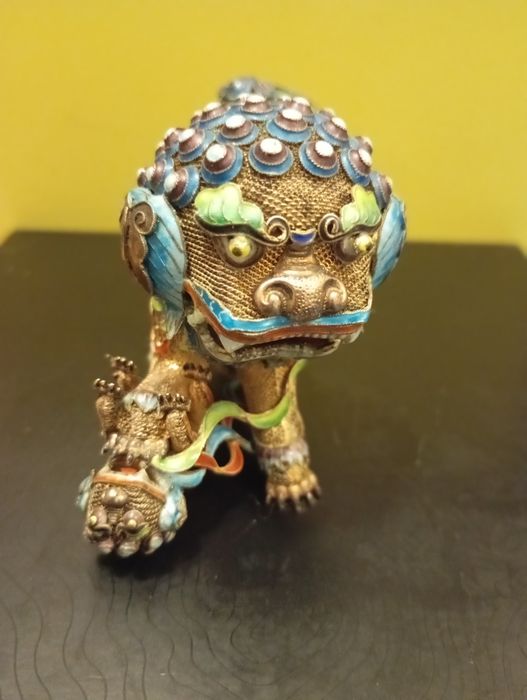 Par de Cachorros Foo em Prata  Detalhados e Raros (255 g)