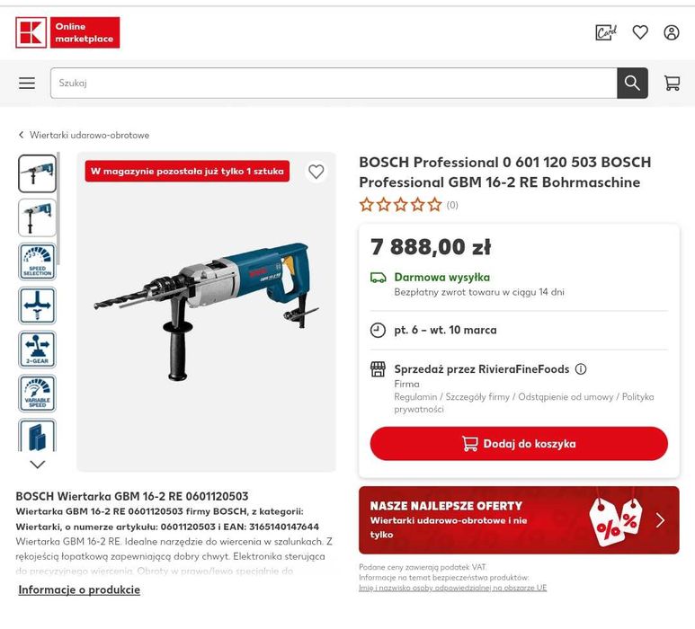 Okazja Wiertarka udarowa Bosch profesjonal GSB 90-2 E