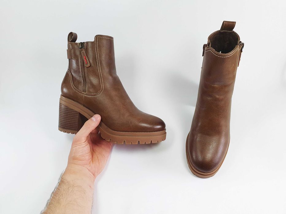 Женские ботинки на каблуке s. Oliver 39 25 см 8.5 US коричневые