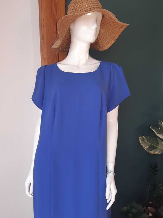 niebieska chabrowa indygo sukienka elegancka weselna Onari 52 6XL