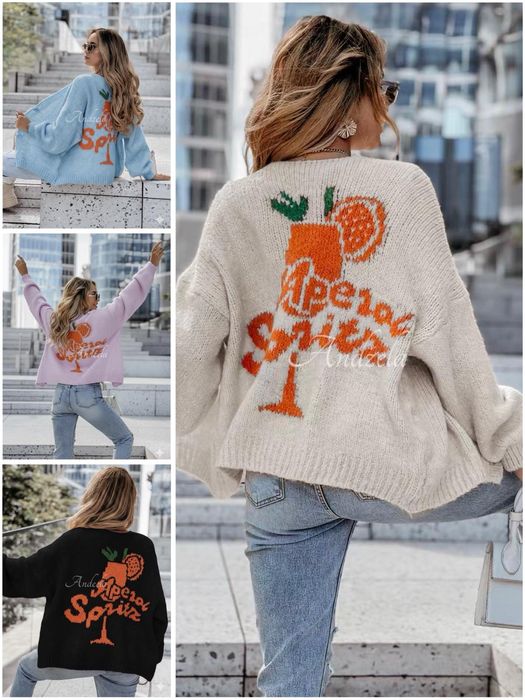 Sweter rozpinany Aperol,oversizie