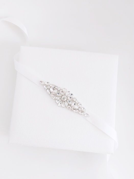 Pasek biżuteryjny PIWONIA pas do sukni ślubnej wieczorowej kryształki