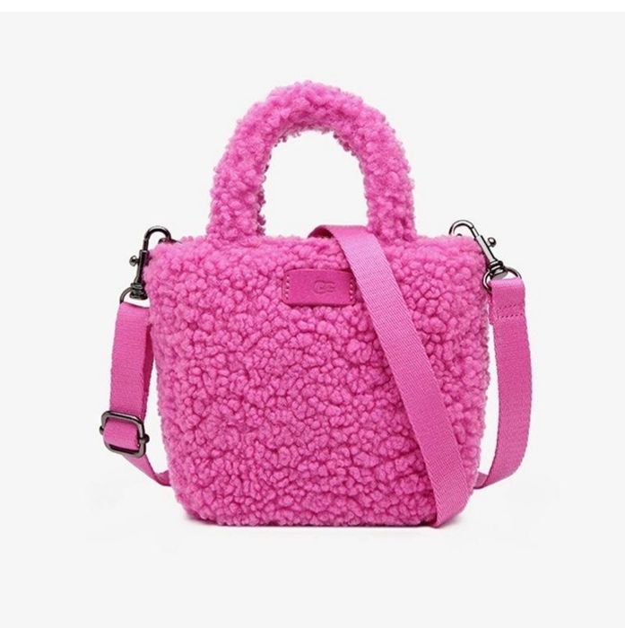 Розовая сумка ugg Тедди меховушка