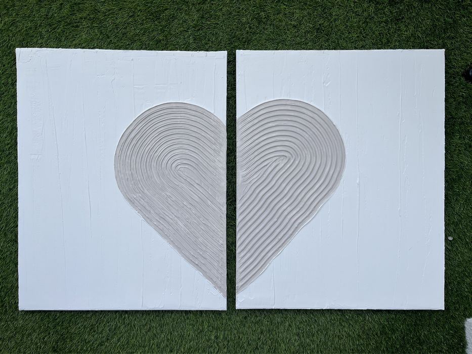 Obraz strukturalny 50x40 dyptyk serce