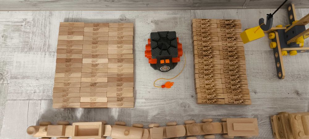 Drewniany zestaw Jenga, Jenga BOOM, Ciężarówka, Pociąg, Dźwig i inne.