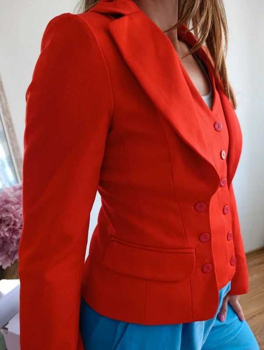 Denny Rose dopasowana marynarka czerwona Y2K m