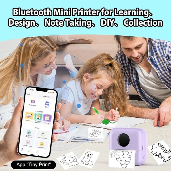 Mini drukarka naklejek Bluetooth Smart Pocket Inkless termiczna drukar