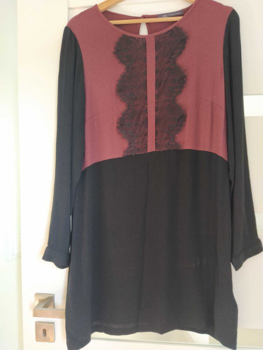 Sukienka czarno-bordowa M&S