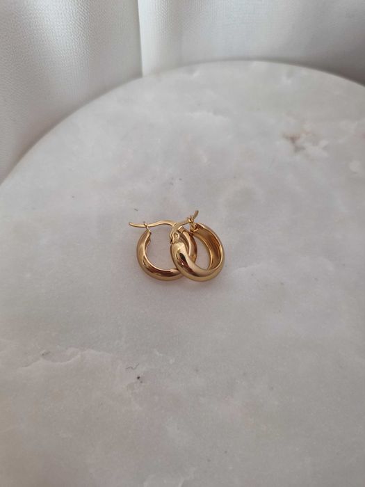 Złote kolczyki szerokie koła stal chirurgiczna Gloss Gold