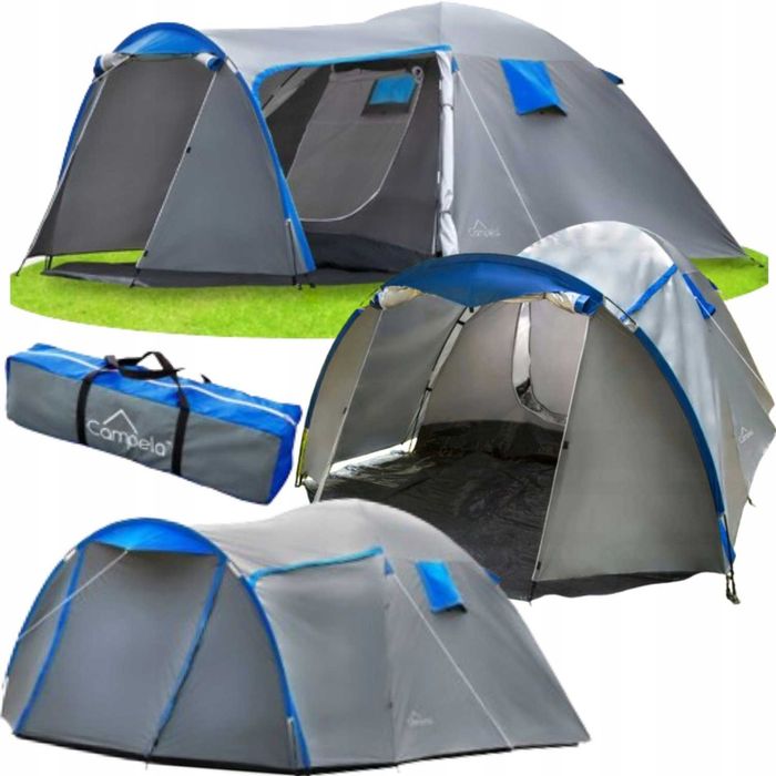 Namiot Turystyczny 4 Osobowy Rodzinny Kempingowy Wodoodporny Campela
